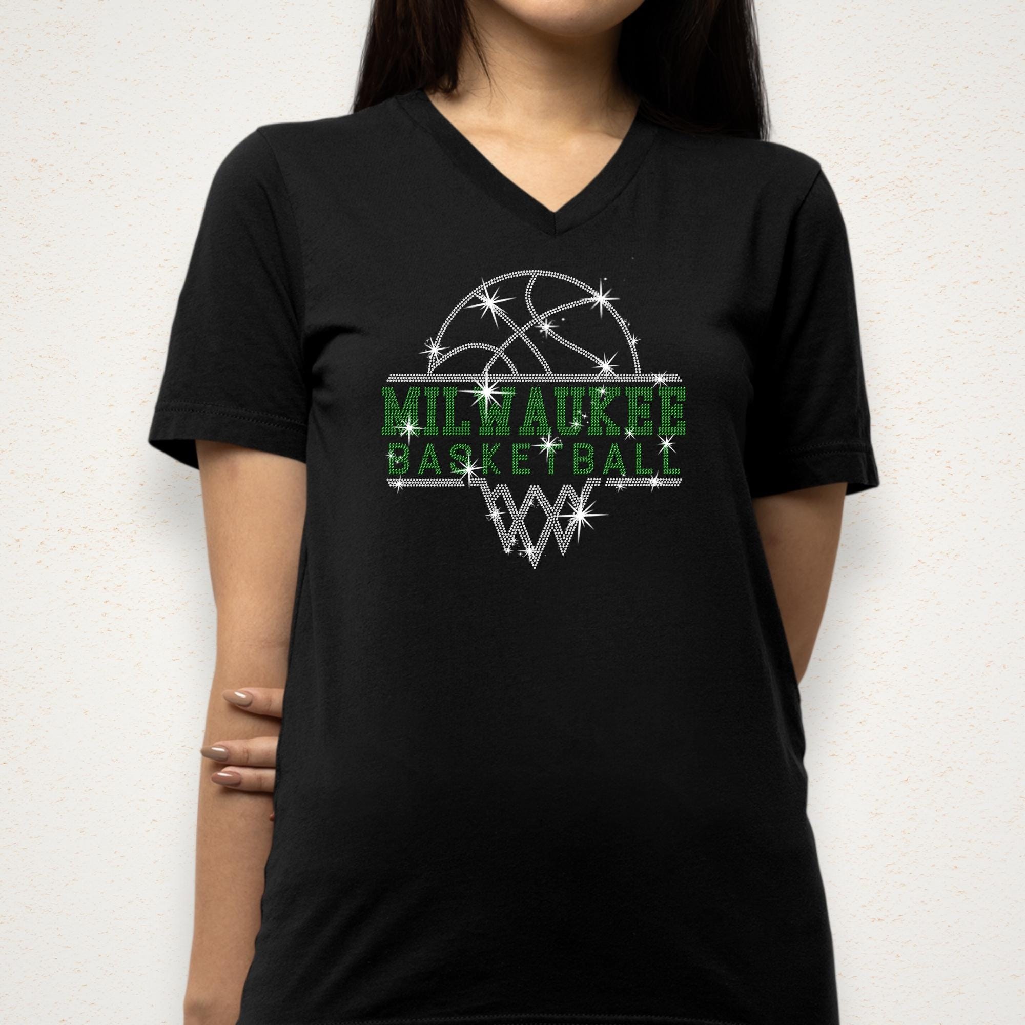 Milwaukee Basketball Sports Team Rhinestone Shirt: Basketball Team Fans Sweatshirt