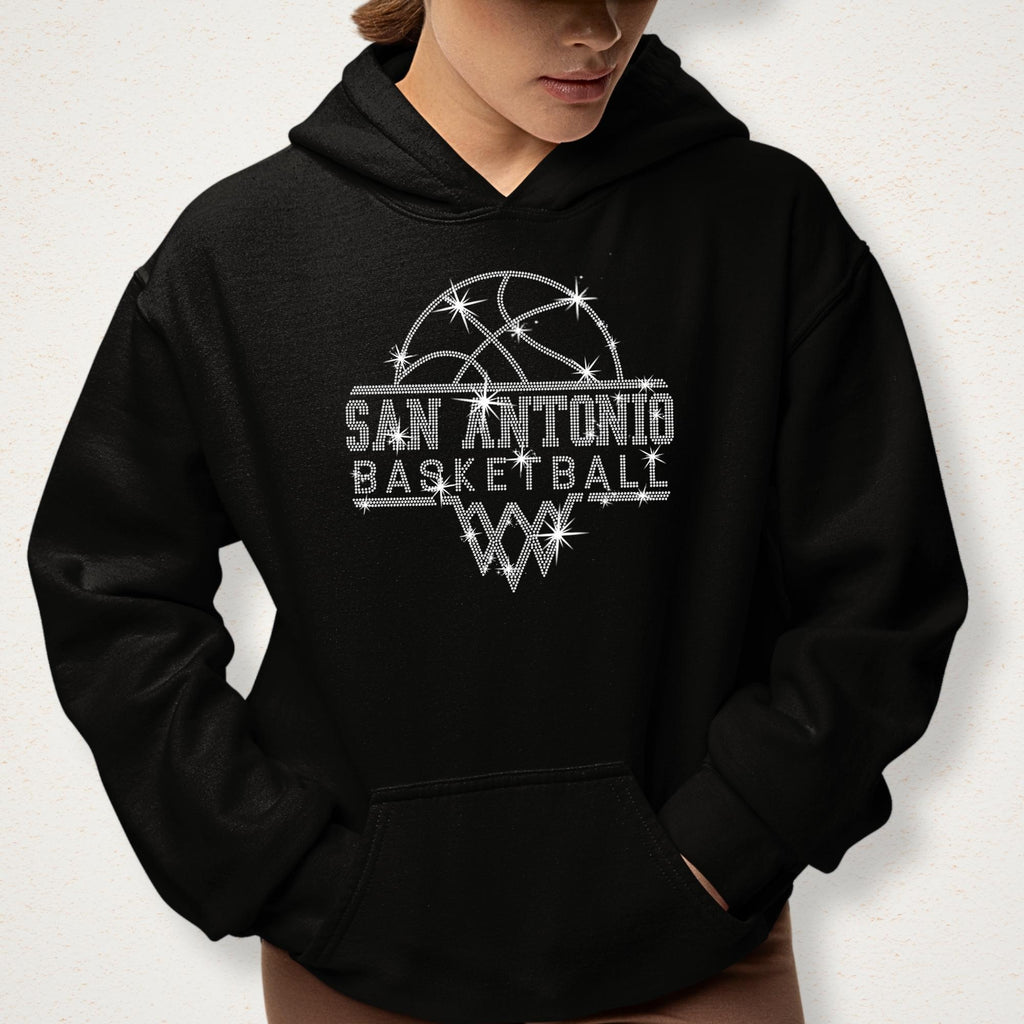 San Antonio Basketball Sports Team Rhinestone Shirt: Ladies Basketball Retro Sports Tee