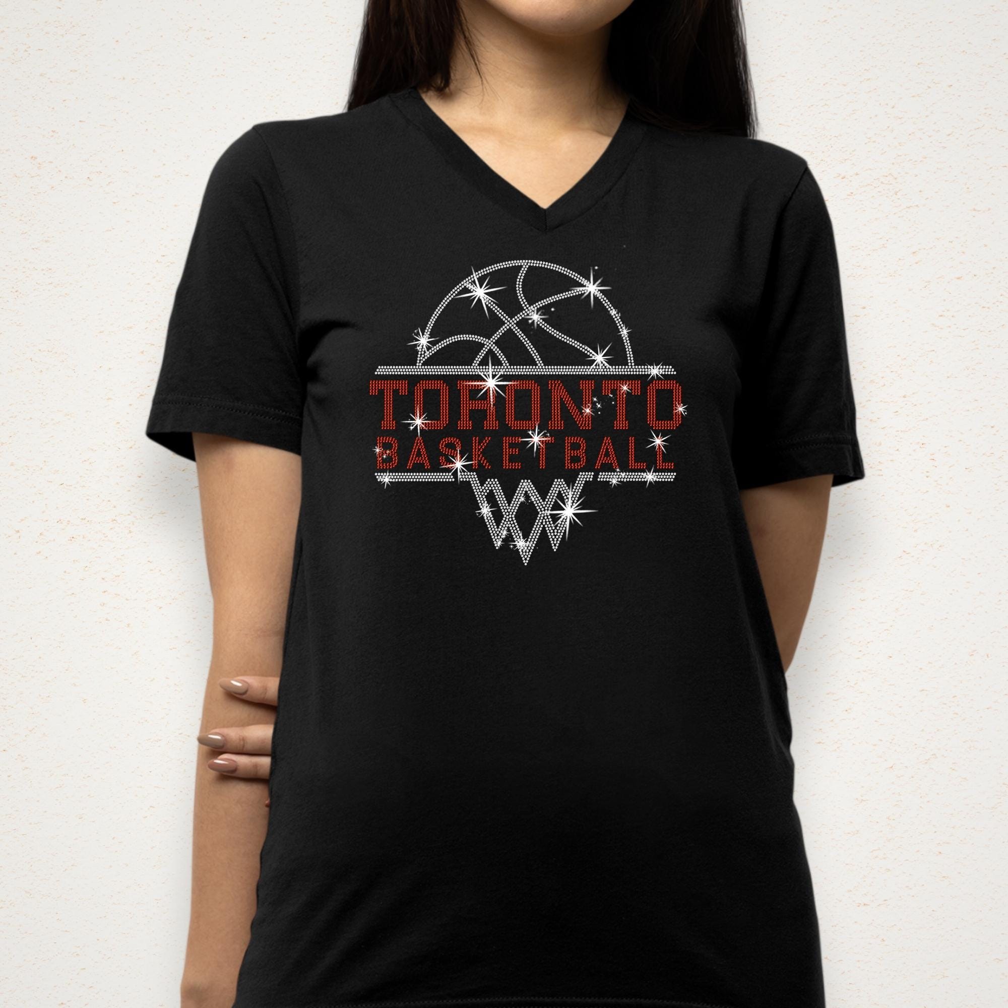 Toronto Basketball Sports Team Rhinestone Shirt: Women's Basketball Sparkle Tee