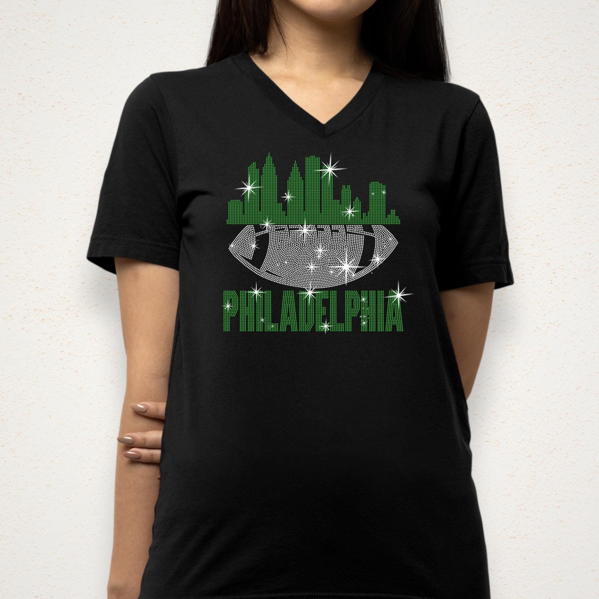 Philadelphia Rhinestone Football Shirt: Game Day Bling Tee