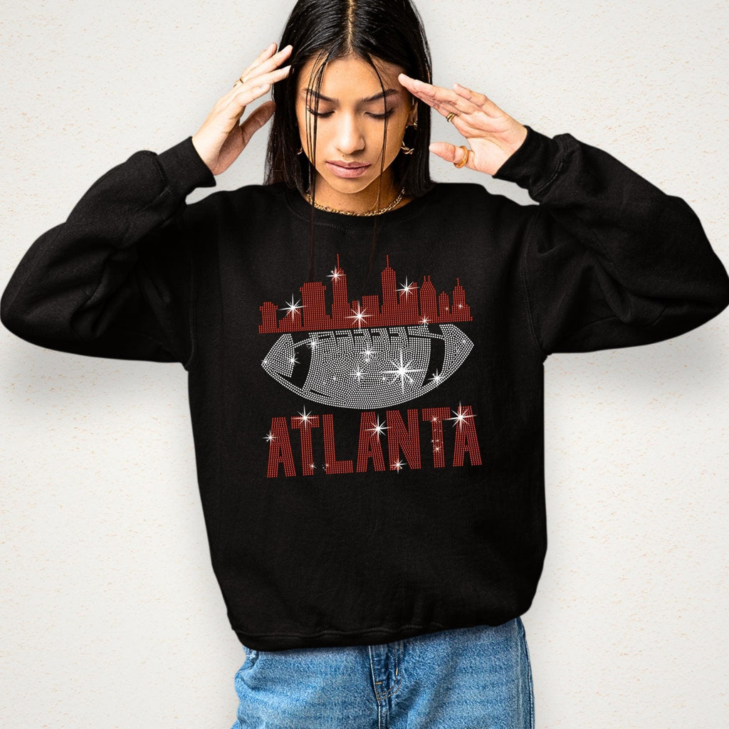 Atlanta Rhinestone Shirt, Atlanta Football Fans Top, Bling Football Team Sparkle Tee, Eye-Catching Design for Game Day, Gift for Her