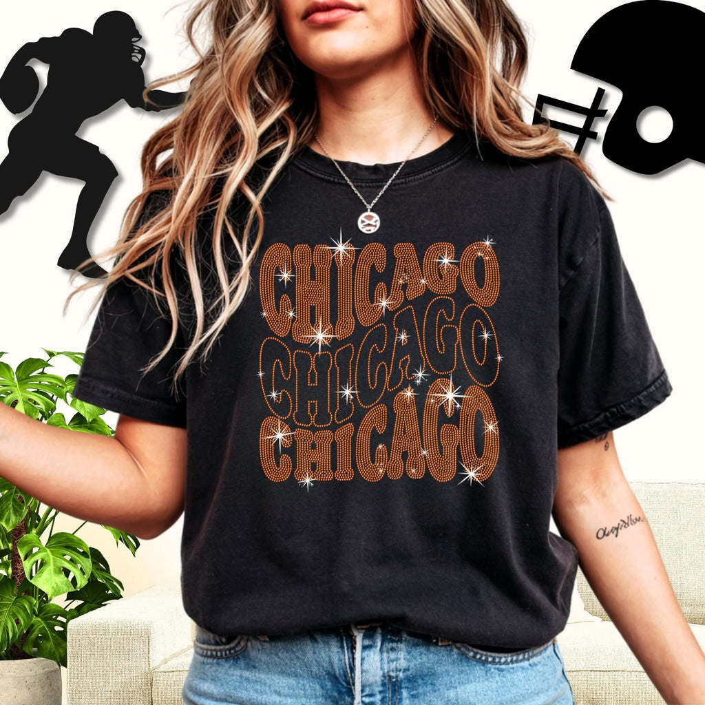 Chicago Rhinestone Shirt: Unique Football Team T-Shirt