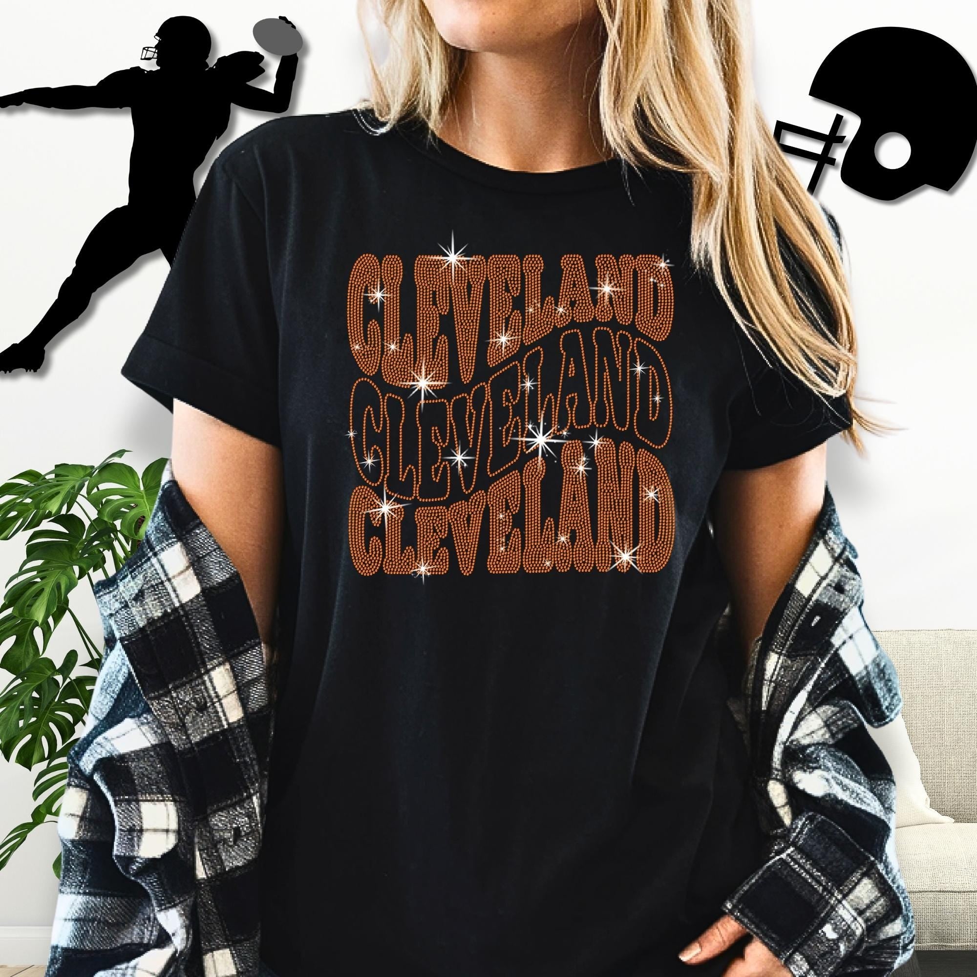 Cleveland Rhinestone Shirt: Sparkling Style Football Tee Main image