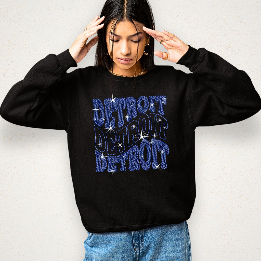 Detroit Rhinestone Shirt: Tailgate Sunday Sports Tee Shirt for Game Day