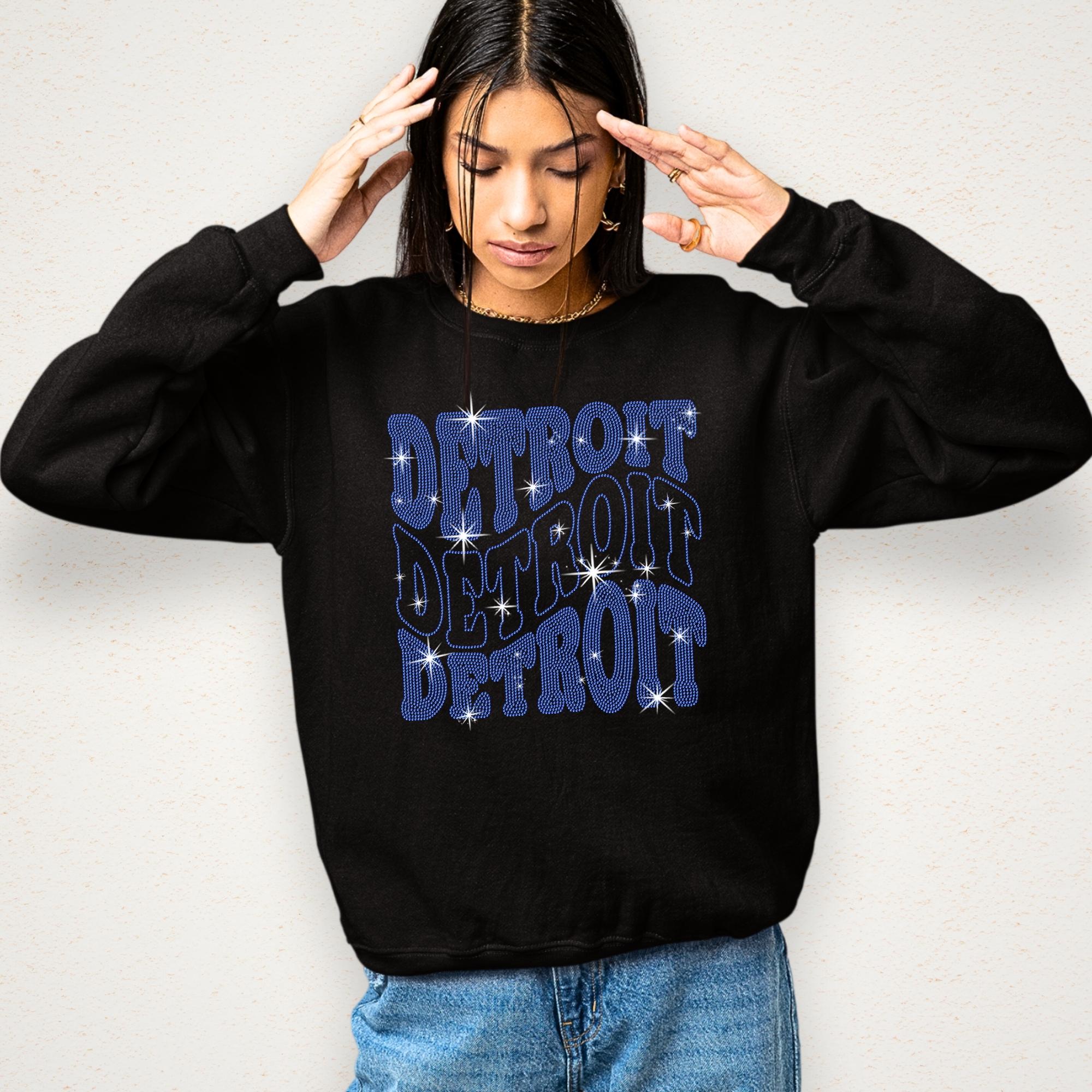 Detroit Rhinestone Shirt: Tailgate Sunday Sports Tee Shirt for Game Day