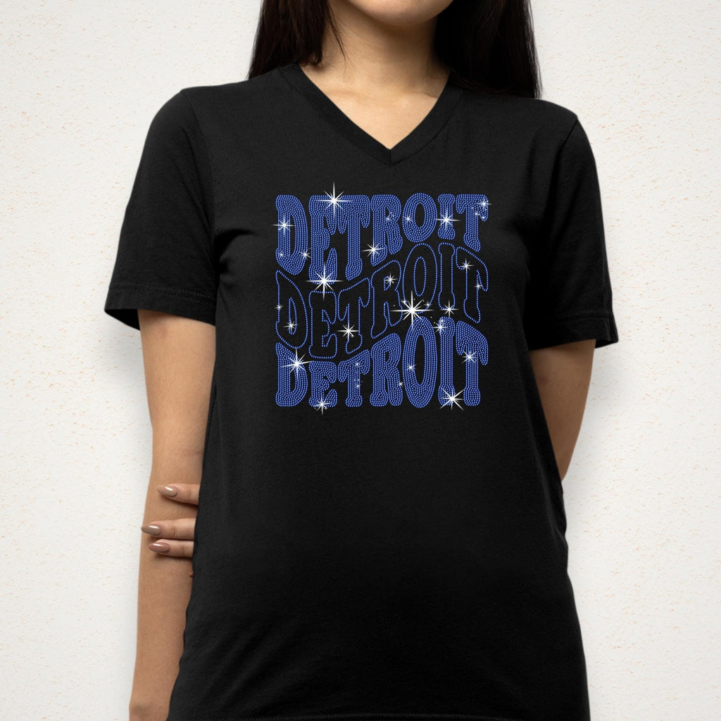 Detroit Rhinestone Shirt: Tailgate Sunday Sports Tee Shirt for Game Day