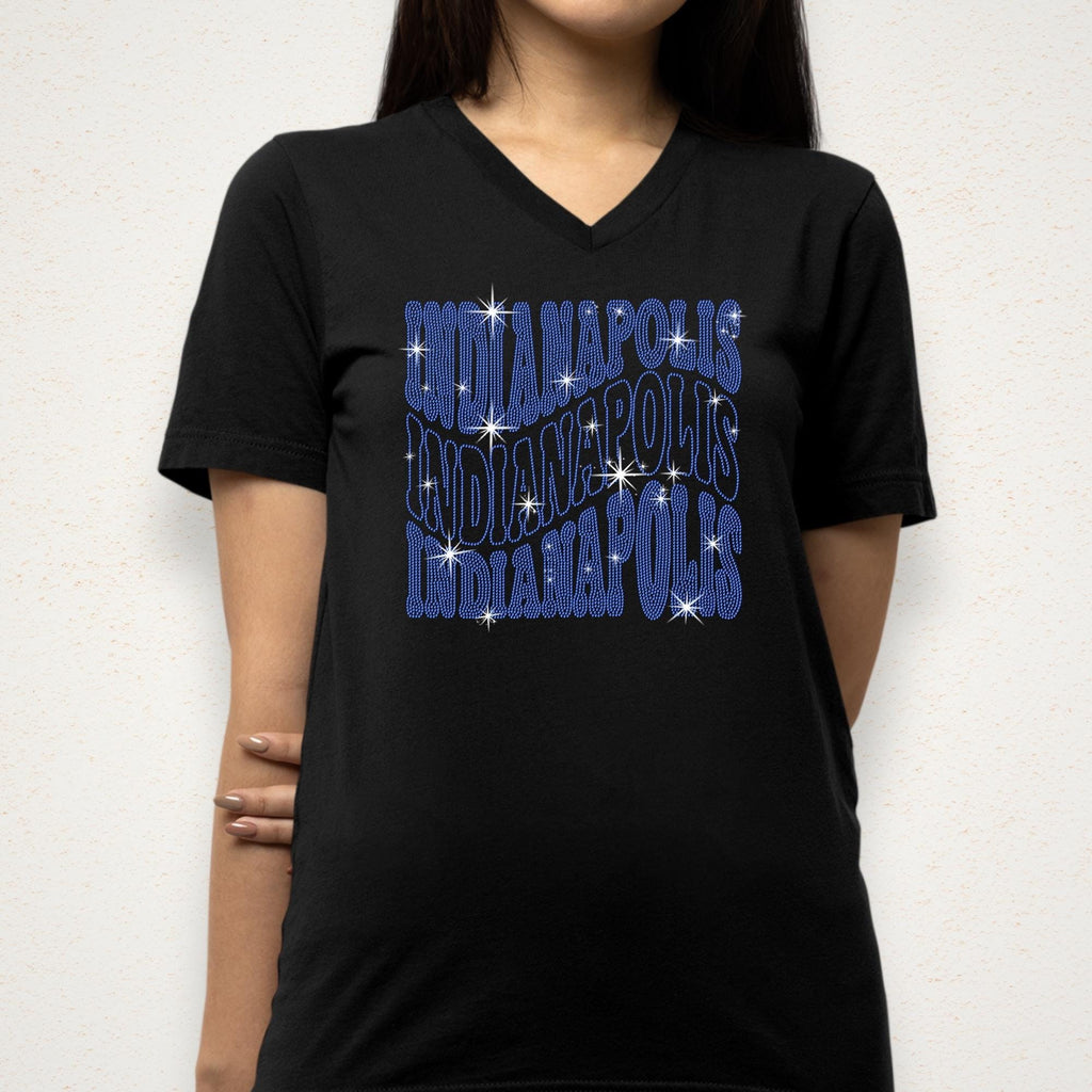 Indianapolis Rhinestone Shirt: Football Team Fans Bling Tee