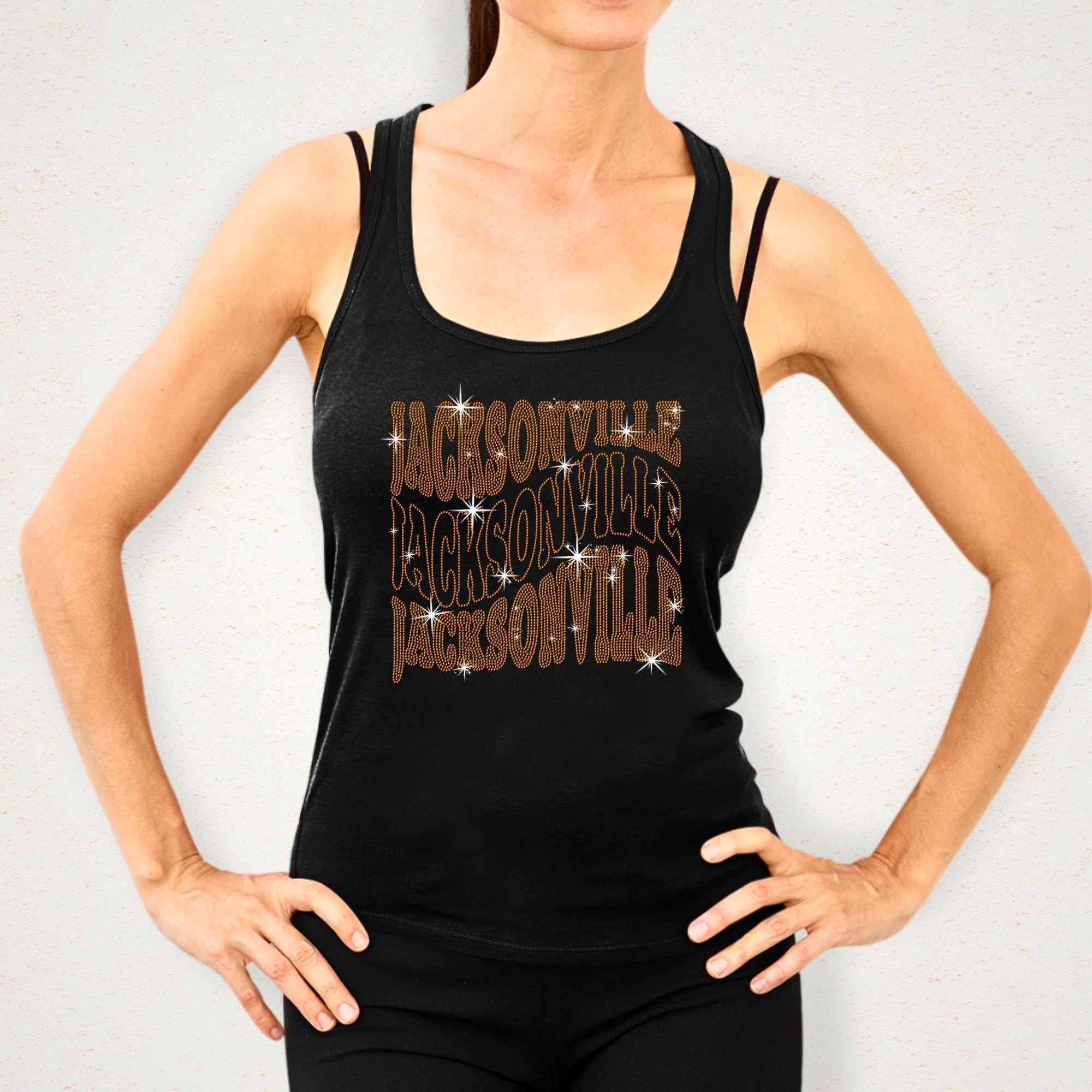 Jacksonville Rhinestone Shirt: Bling Football Team Fans Support Tee