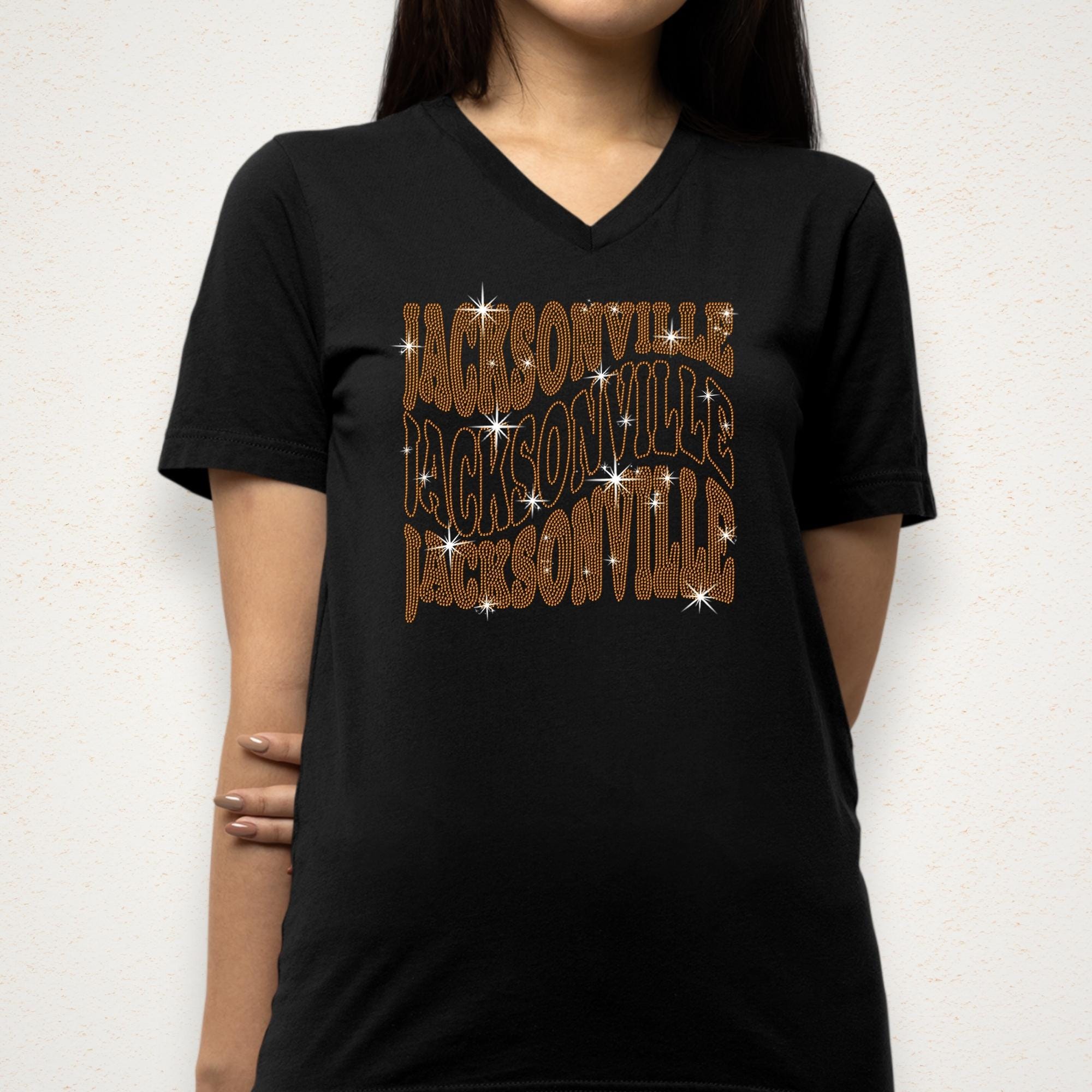 Jacksonville Rhinestone Shirt: Bling Football Team Fans Support Tee