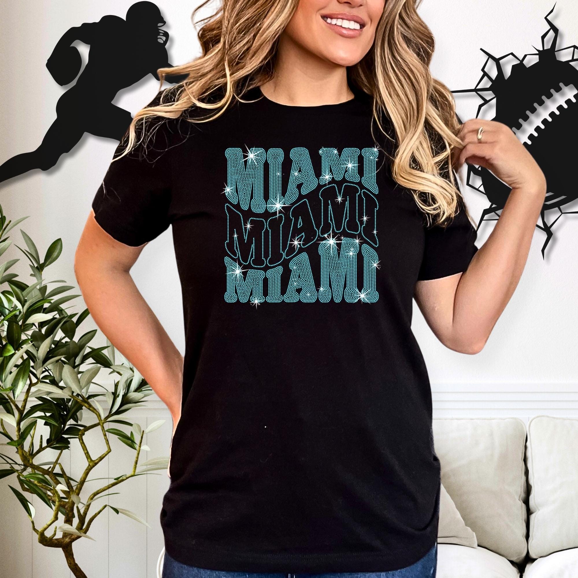 Miami Rhinestone Shirt: Sunday Day Football Tailgate Party Shirt