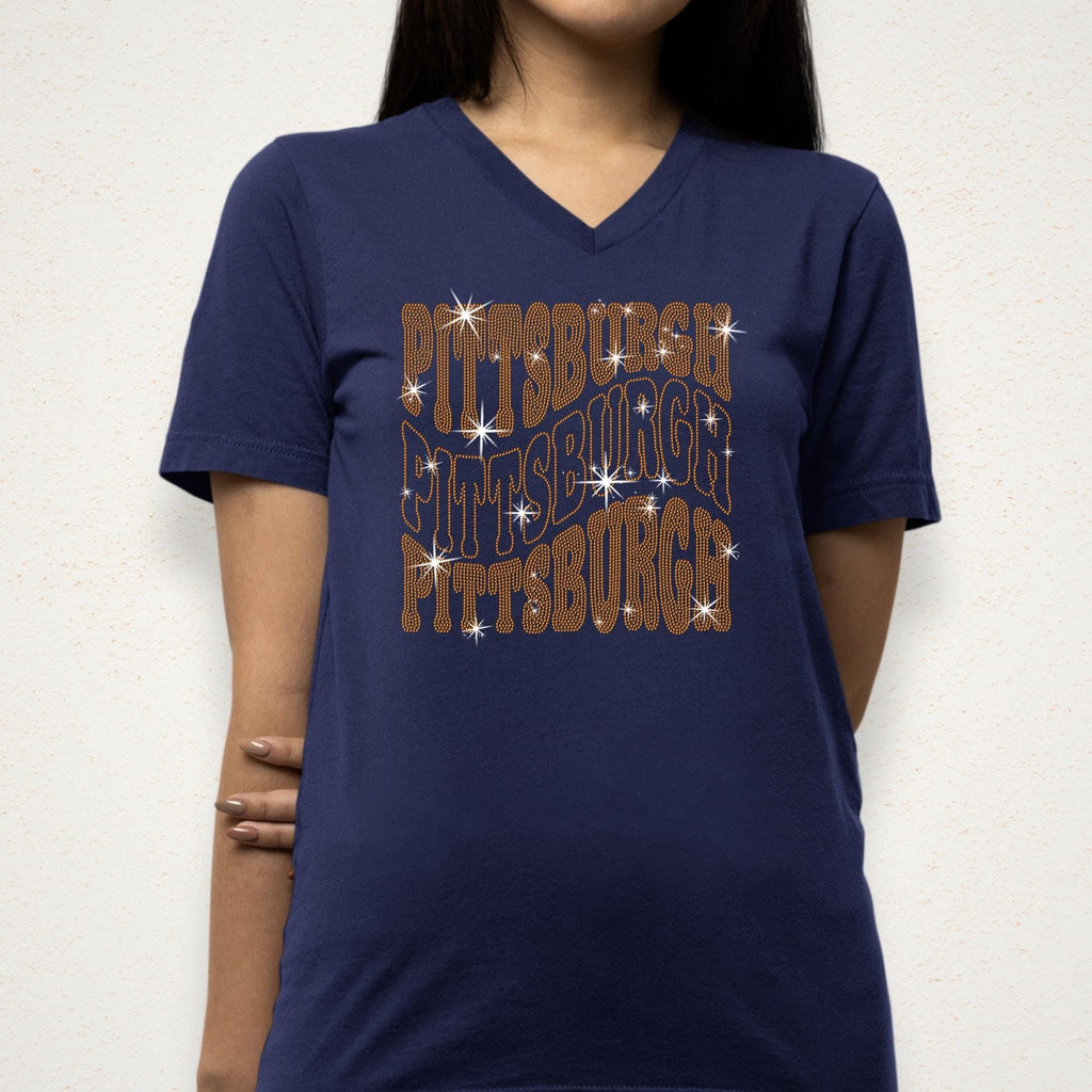 Pittsburgh Rhinestone Shirt: Bling Game Day Sports Tee