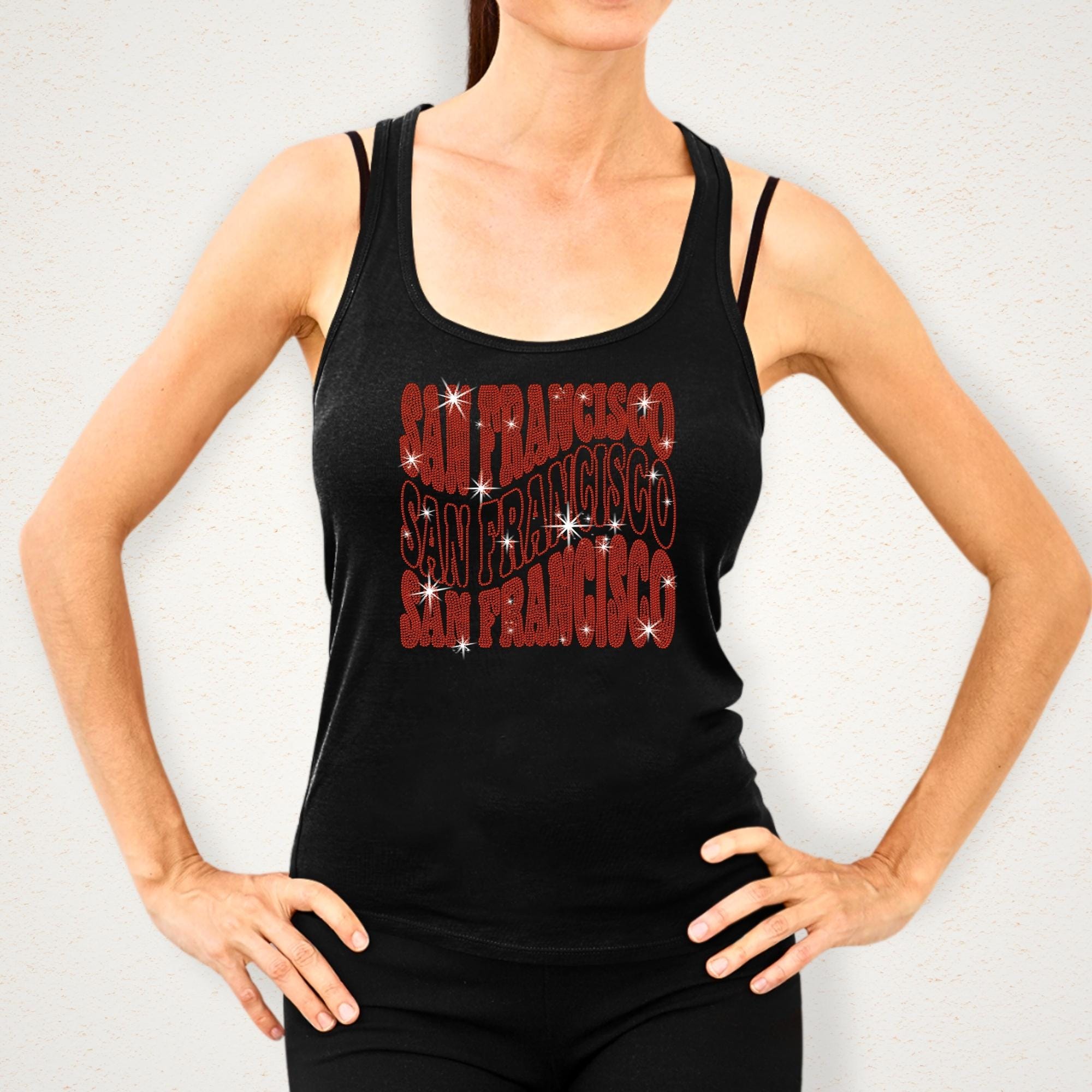 San Francisco Rhinestone Shirt: Trendy Sparkling Football Tee Secondary image