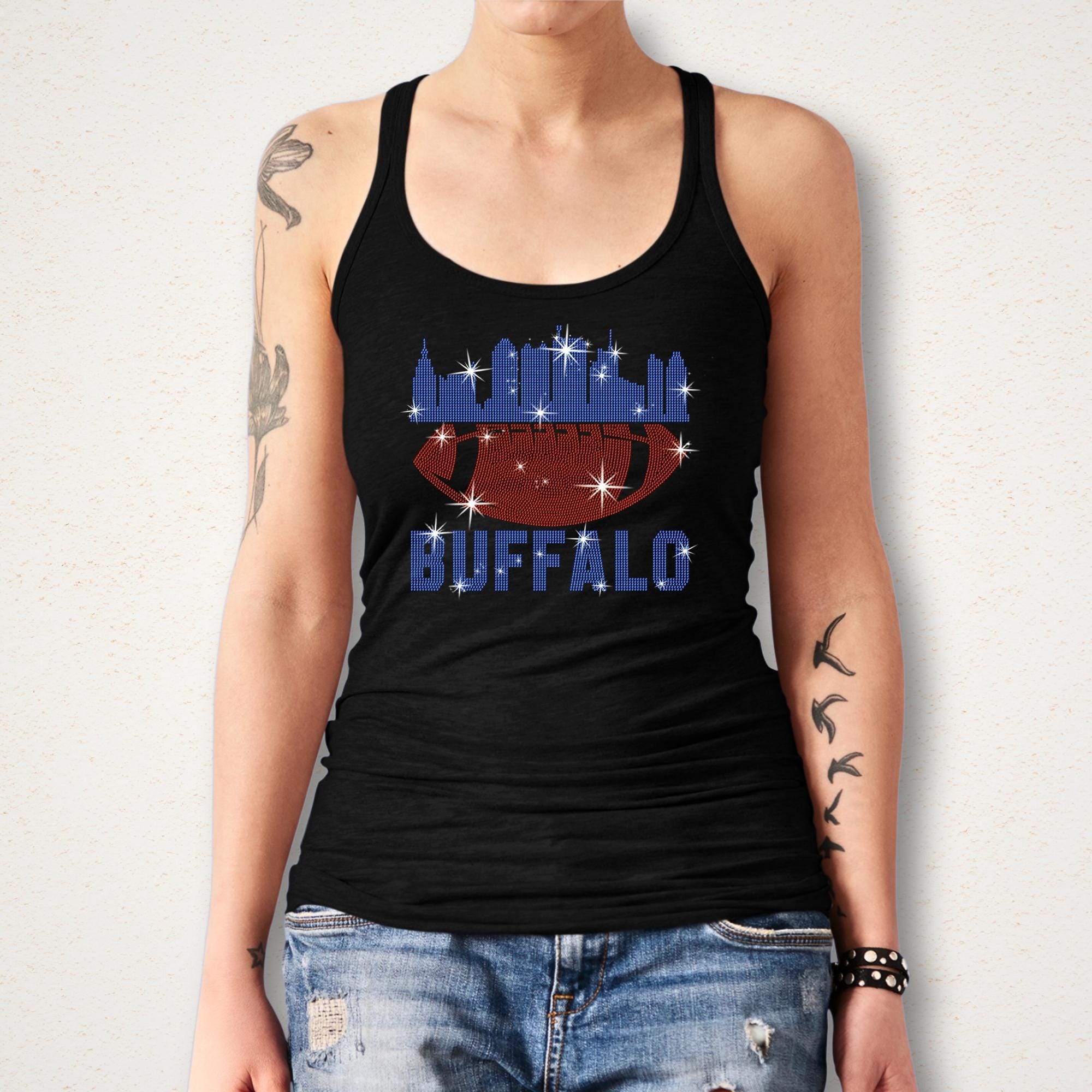 Buffalo Rhinestone Football Fan Shirt: Sparkling Game Day Tee