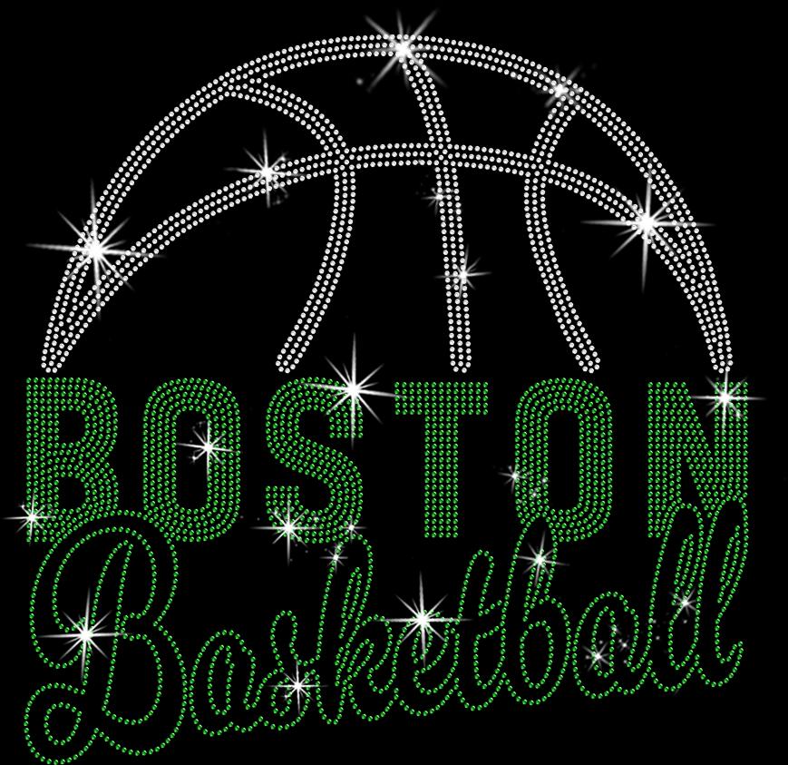 Boston Basketball Rhinestone T-Shirt: Sports Lover Sparkle Gift