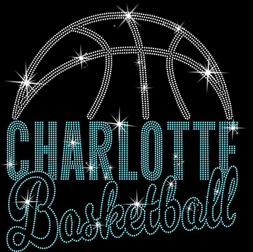 Charlotte Basketball Rhinestone Shirt: Basketball Retro Team Mascot Tee
