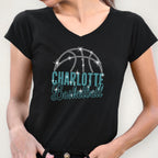 Charlotte Basketball Rhinestone Shirt: Basketball Retro Team Mascot Tee