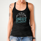 Charlotte Basketball Rhinestone Shirt: Basketball Retro Team Mascot Tee