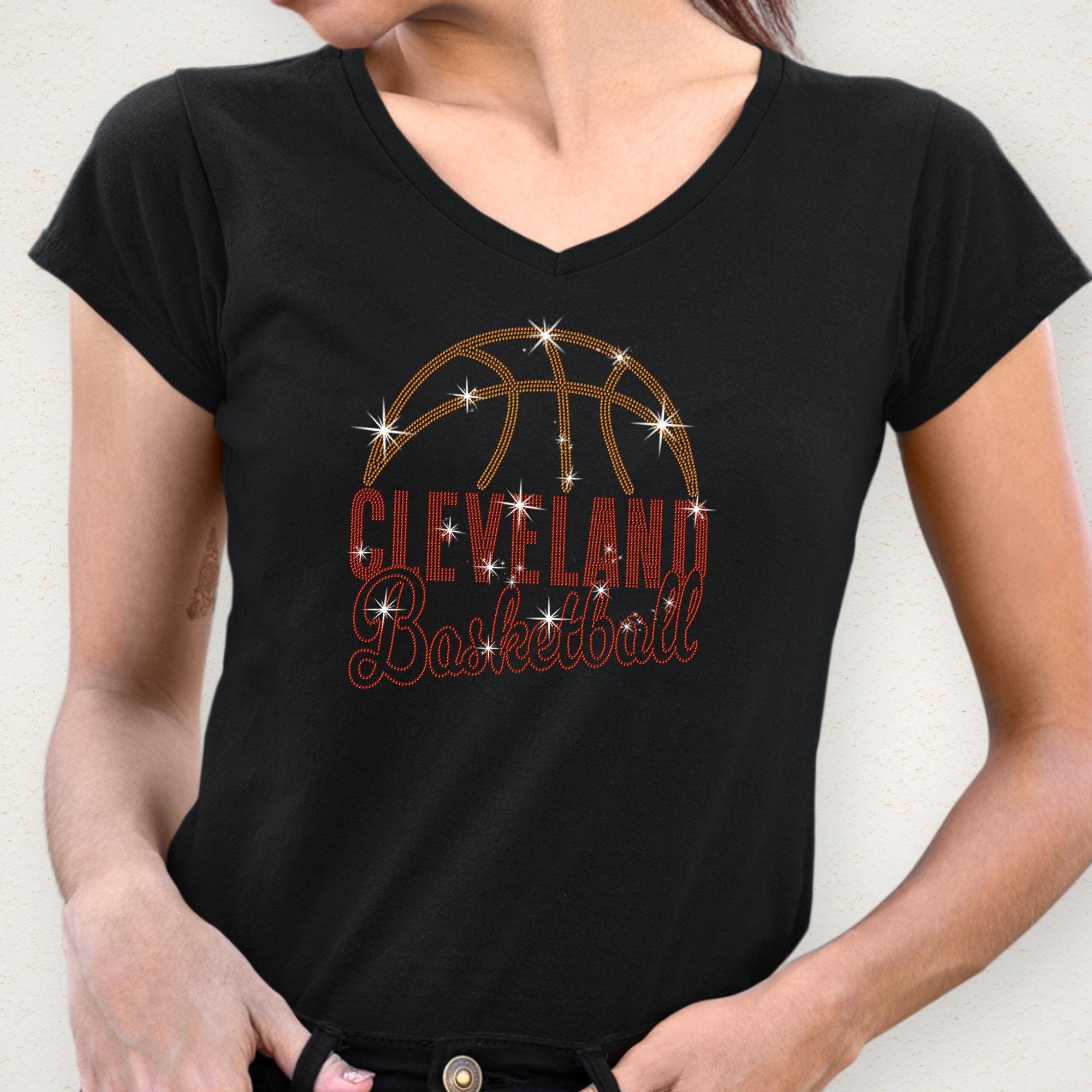Cleveland Basketball Rhinestone Shirt: Basketball Team Women's Tee