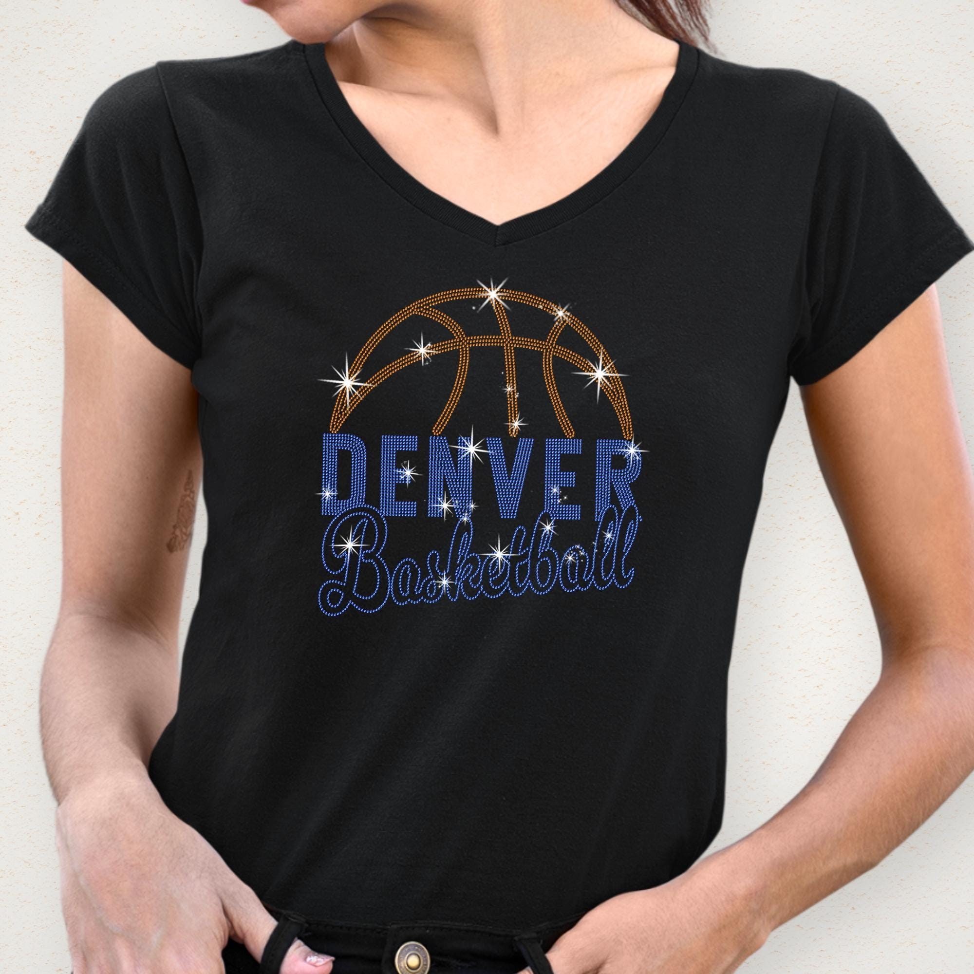 Denver Basketball Rhinestone T-Shirt: Basketball Sparkly Team Fan Shirt
