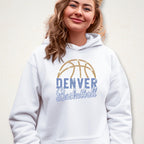 Denver Basketball Rhinestone T-Shirt: Basketball Sparkly Team Fan Shirt