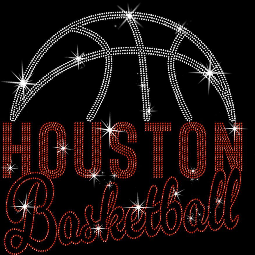 Houston Basketball Rhinestone Shirt: Sparkly Vintage Basketball Streetwear