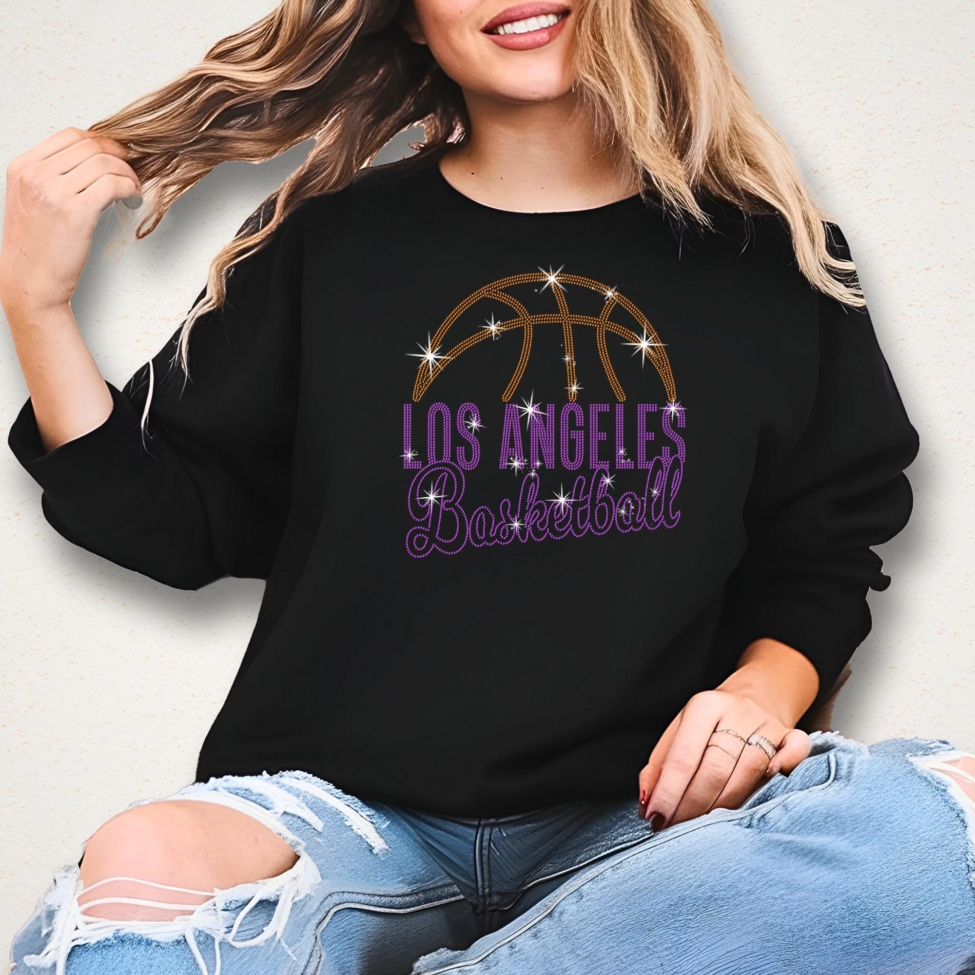 Los Angeles Basketball Rhinestone Shirt: Basketball Sports Season Fashion Aesthetic Top Secondary image