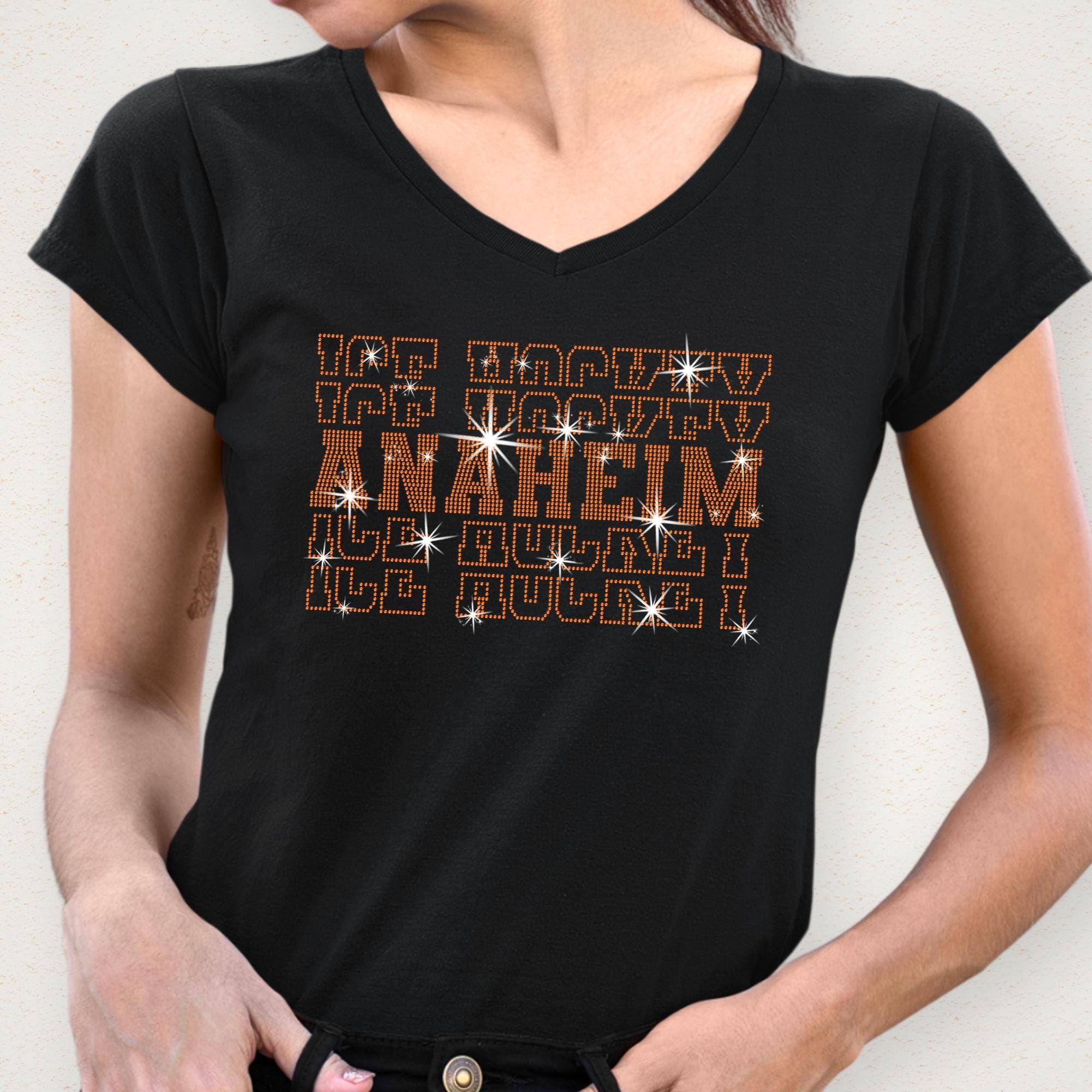 Anaheim Ice Hockey Rhinestone Shirt: Sparkling Hockey Player Tee Secondary image