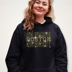 Boston Ice Hockey Rhinestone Shirt: Bling Hockey Game Day Apparel