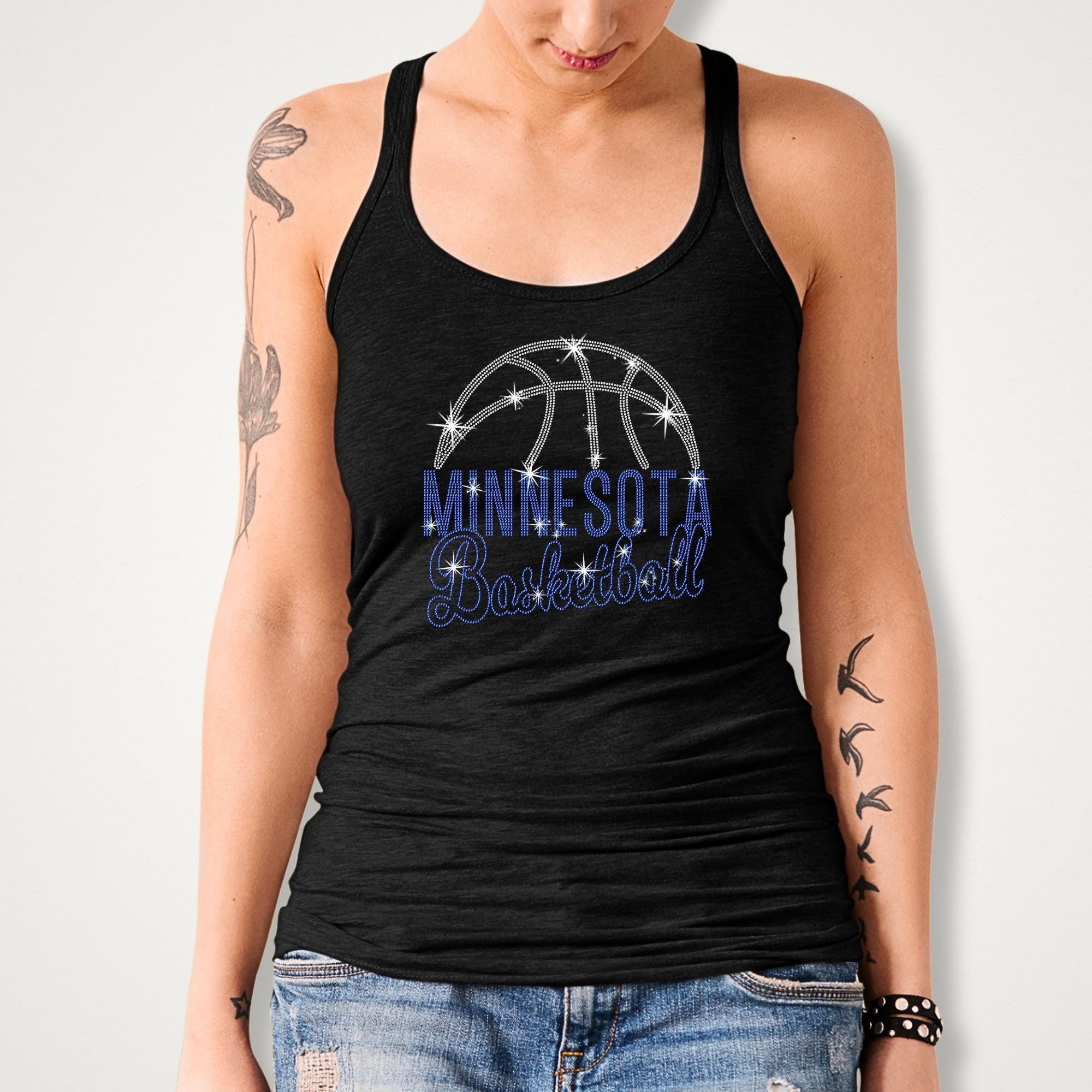 Minnesota Basketball Rhinestone Shirt: Sports Fan Apparel for Him or Her