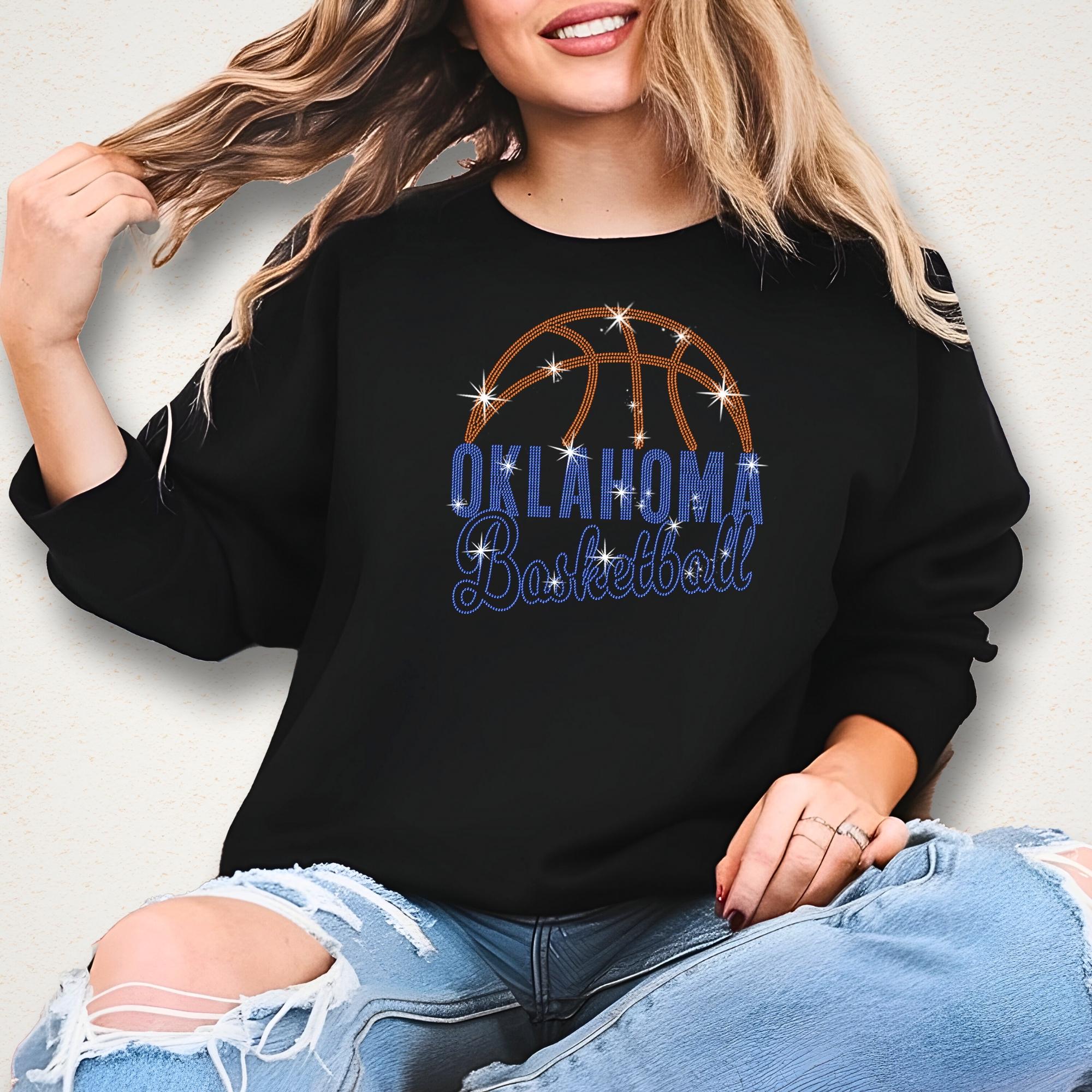 Oklahoma Basketball Rhinestone T-Shirt: Trendy Basketball Team Sparkly Shirt Secondary image