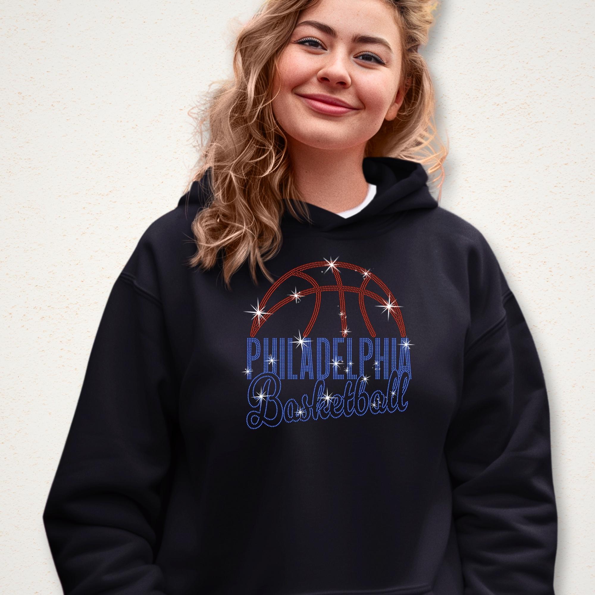 Philadelphia Basketball Rhinestone Shirt: Motivational Sports Teams Bling Hoodie Secondary image