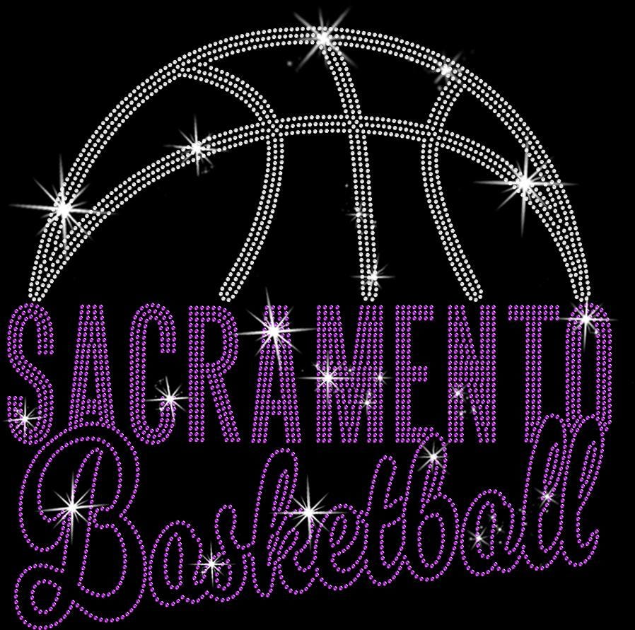 Sacramento Basketball Rhinestone Shirt: Retro Basketball Game Day Bling Outfit