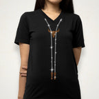 Longhorn Necklace Themed Rhinestone T-shirt, Birthday, Music Concert or Wedding Gift for Women, Country Girl Tee-Shirt, Cowgirl Style Shirt
