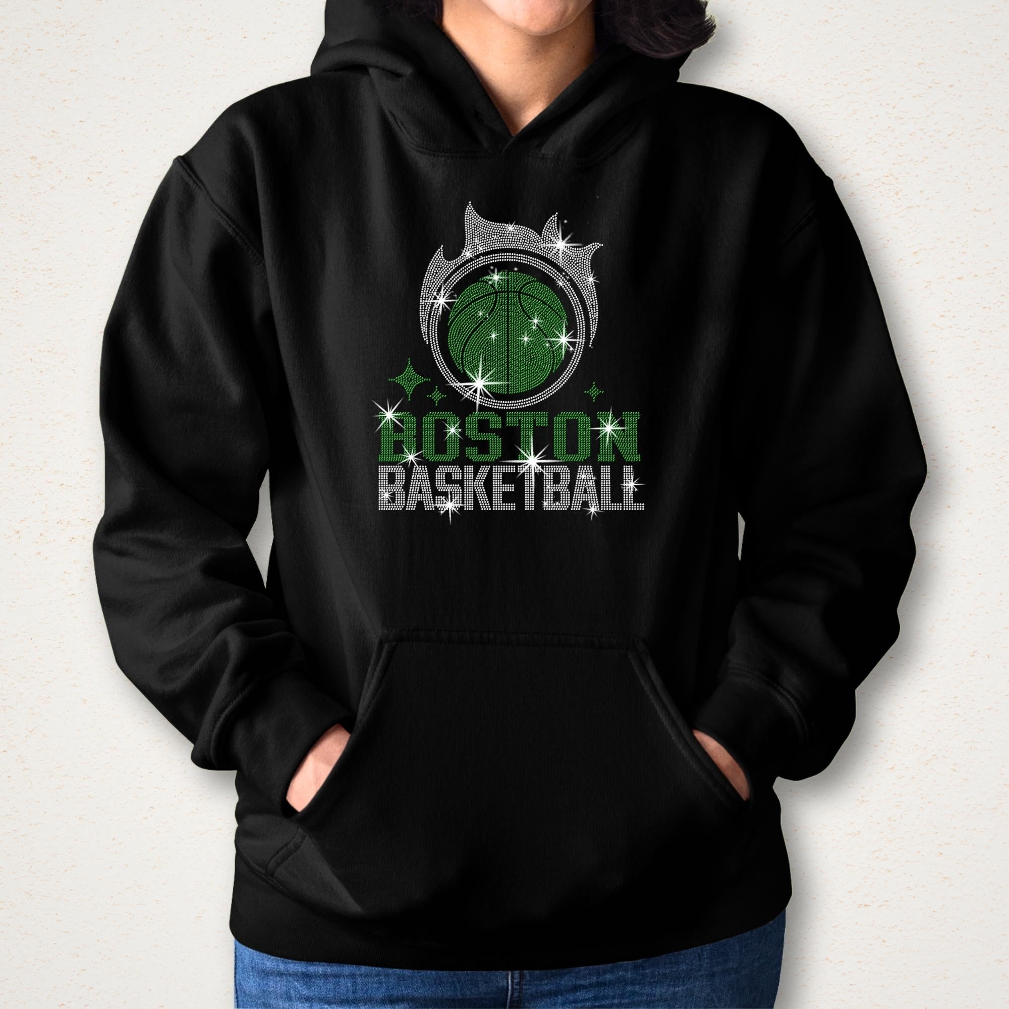 Boston Basketball Team Rhinestone Shirt: Ultimate Boston Fan Dazzling Sparkle Tee