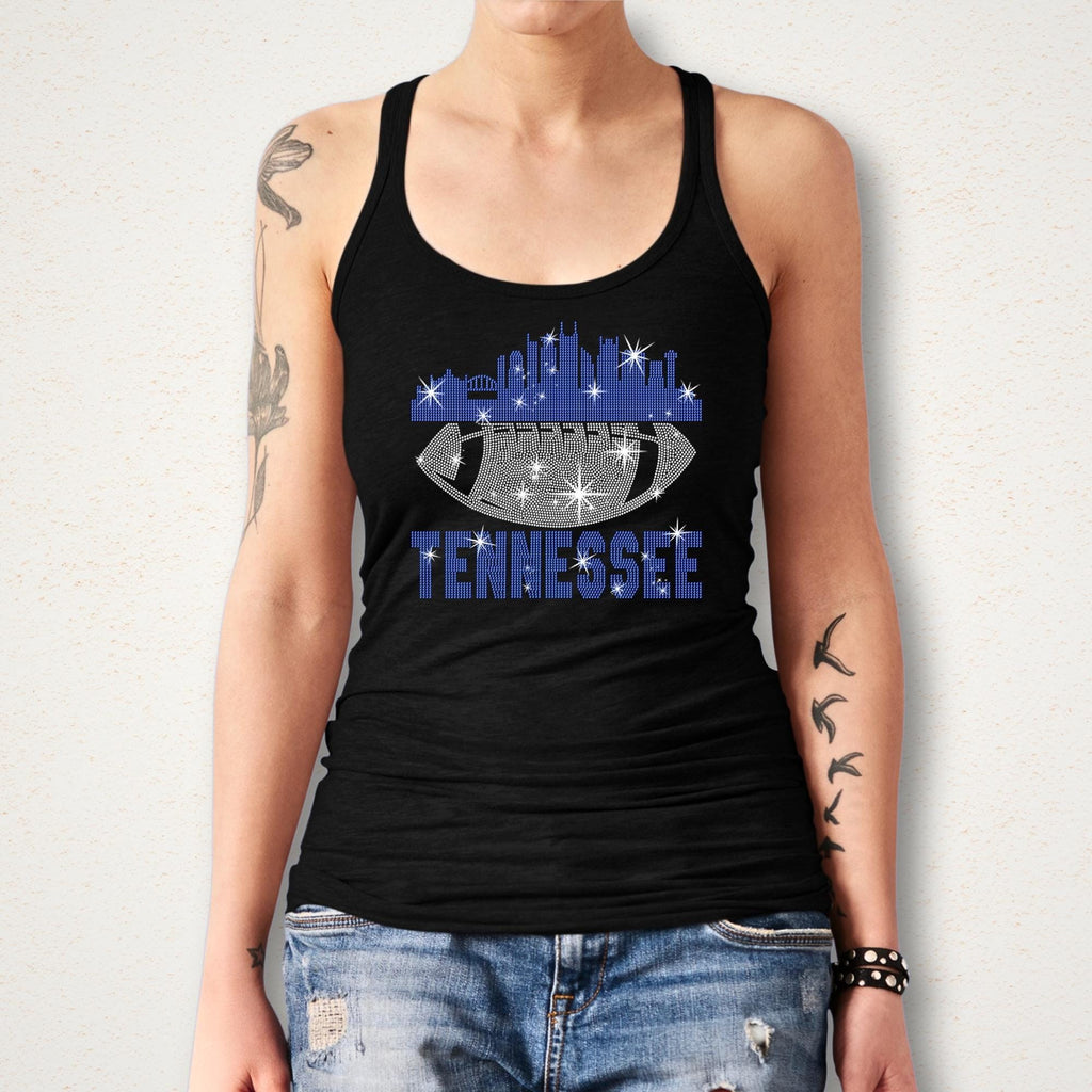 Tennessee Rhinestone Football Fan Shirt: Glittering Game Day Tee