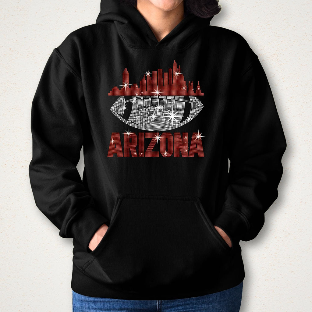 Arizona Rhinestone Football T-Shirt: Sparkling Team Spirit Tee