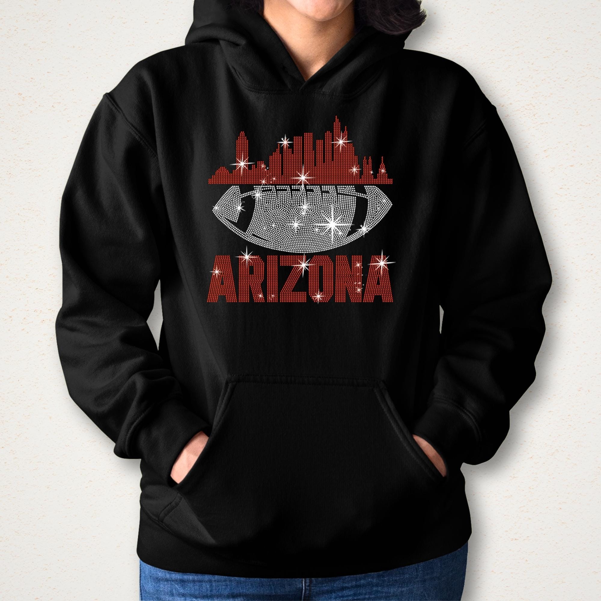 Arizona Rhinestone Football T-Shirt: Sparkling Team Spirit Tee