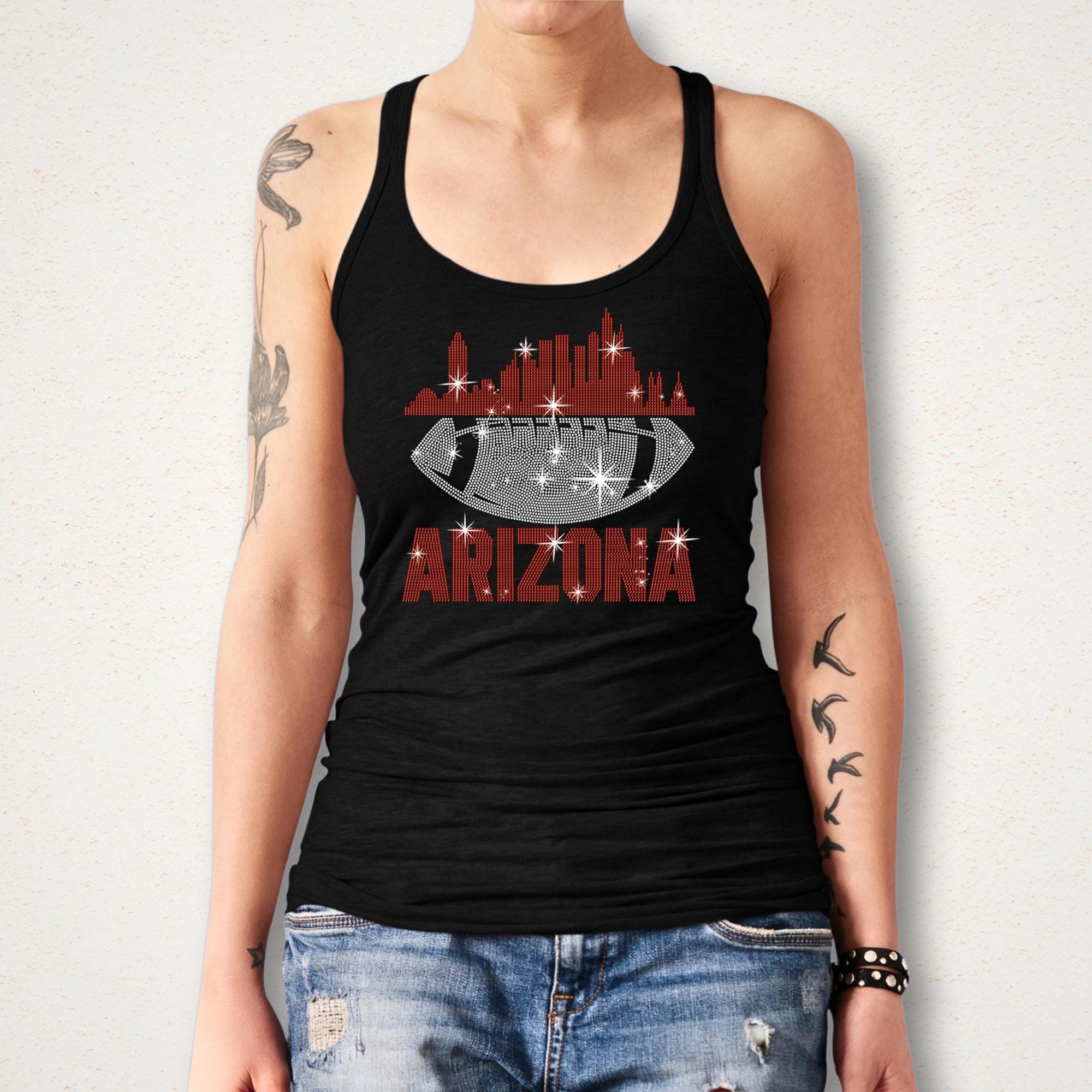 Arizona Rhinestone Football T-Shirt: Sparkling Team Spirit Tee