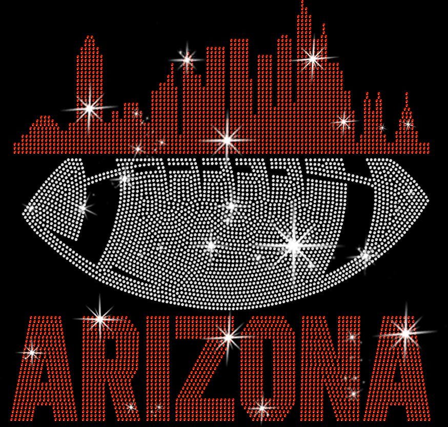 Arizona Rhinestone Football T-Shirt: Sparkling Team Spirit Tee