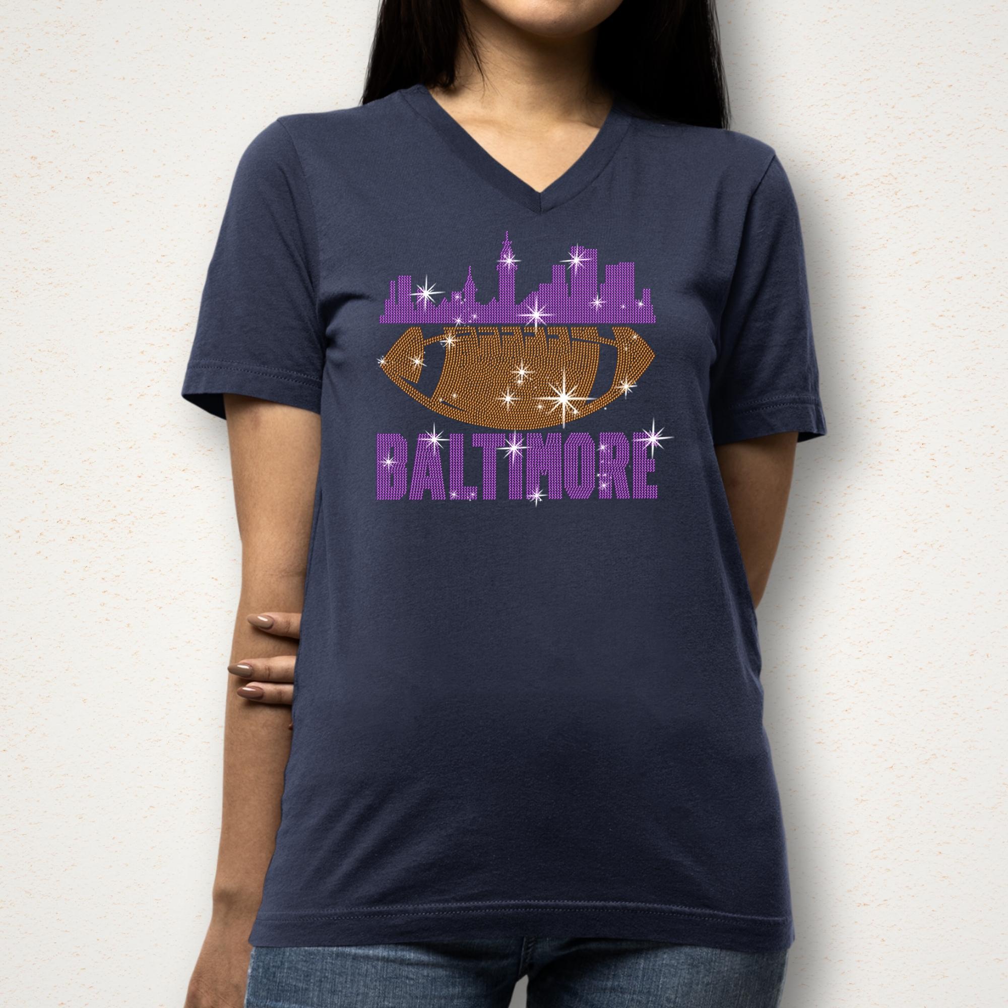 Baltimore Rhinestone Football Shirt: Sparkly Game Day Tee