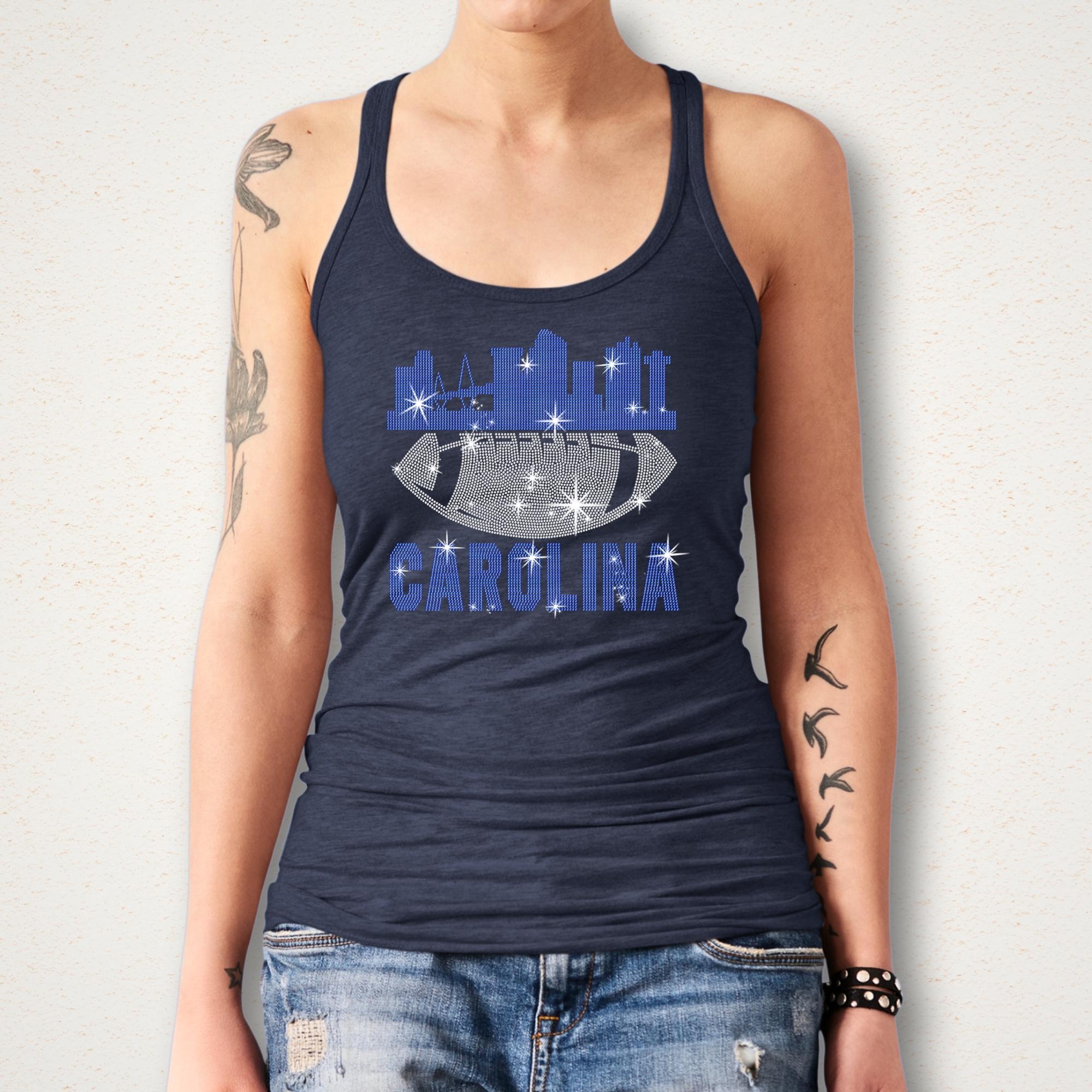 Rhinestone Carolina Football Shirt: Sparkling Game Day Tee