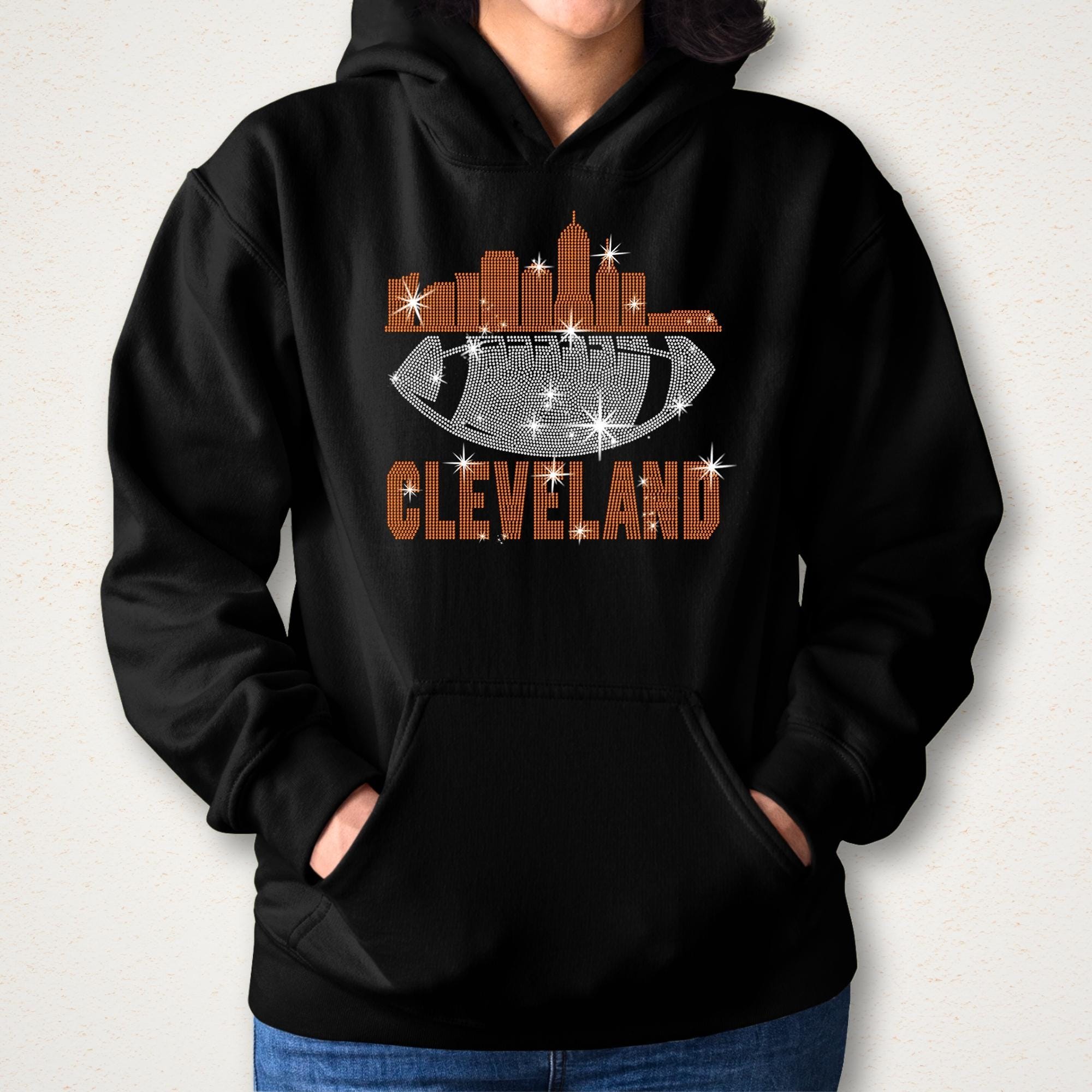 Cleveland Rhinestone Football Shirt: Sparkling Game Day Tee