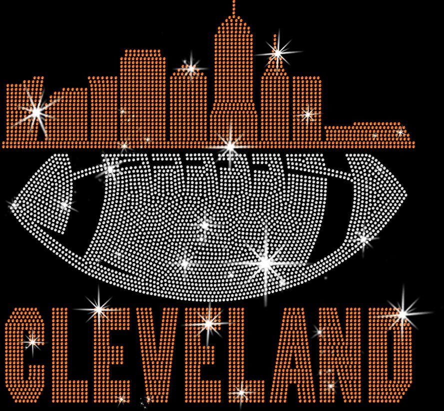 Cleveland Rhinestone Football Shirt: Sparkling Game Day Tee