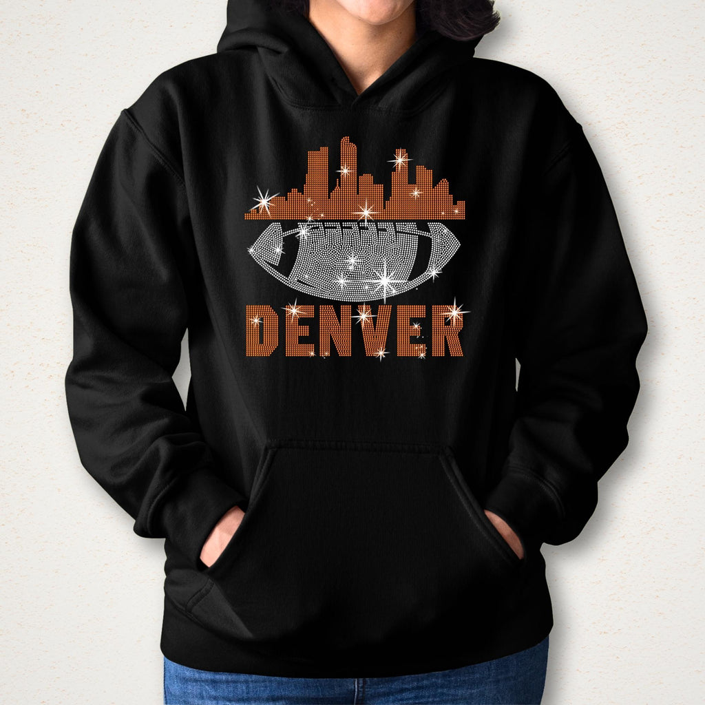 Denver Rhinestone Football Shirt: Game Day Tee for Her