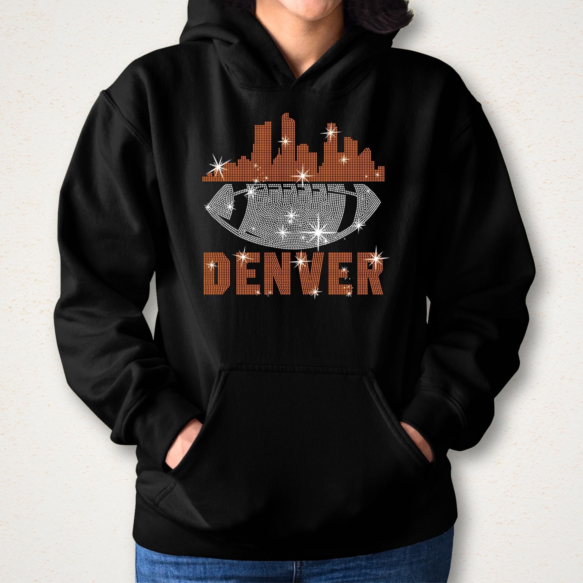 Denver Rhinestone Football Shirt: Game Day Tee for Her
