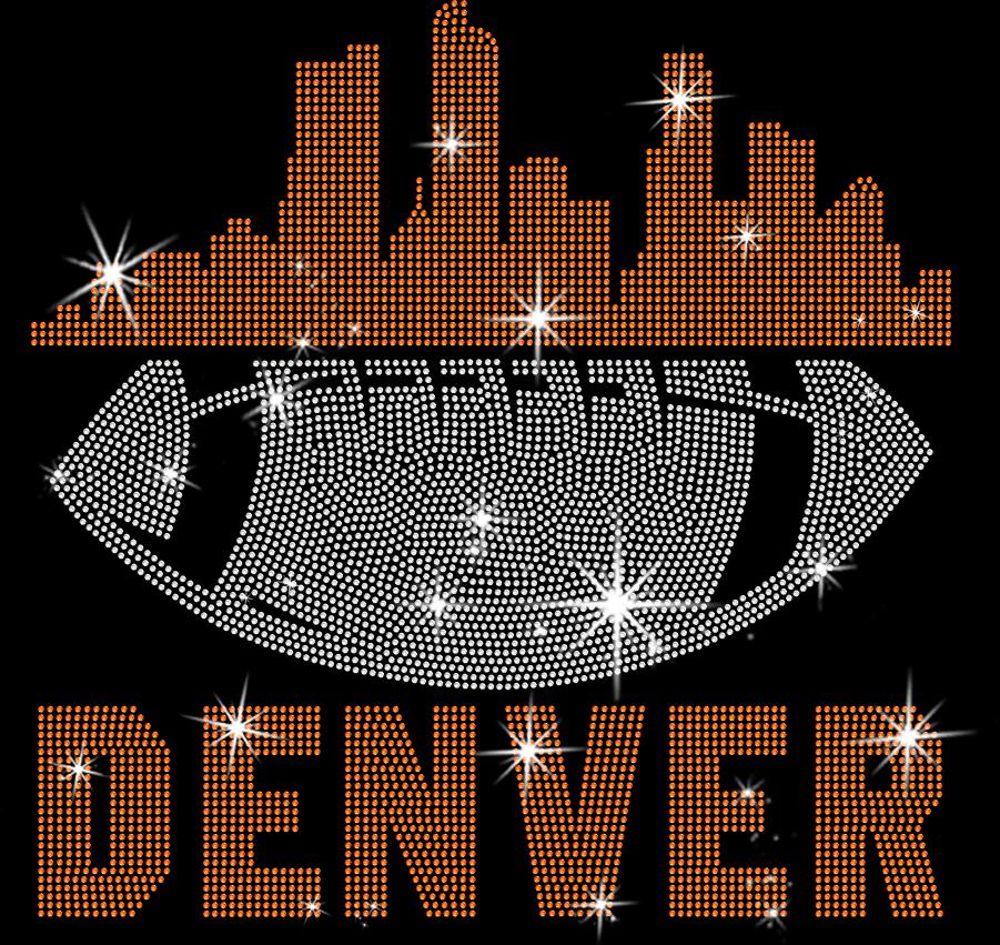 Denver Rhinestone Football Shirt: Game Day Tee for Her