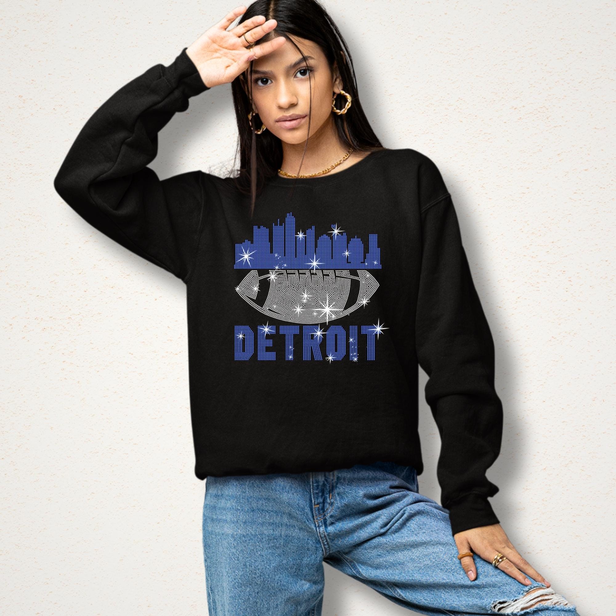 Detroit Rhinestone Football T-Shirt: Game Day Tailgate Tee