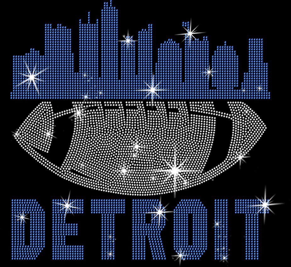 Detroit Rhinestone Football T-Shirt: Game Day Tailgate Tee