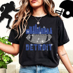 Detroit Rhinestone Football T-Shirt: Game Day Tailgate Tee