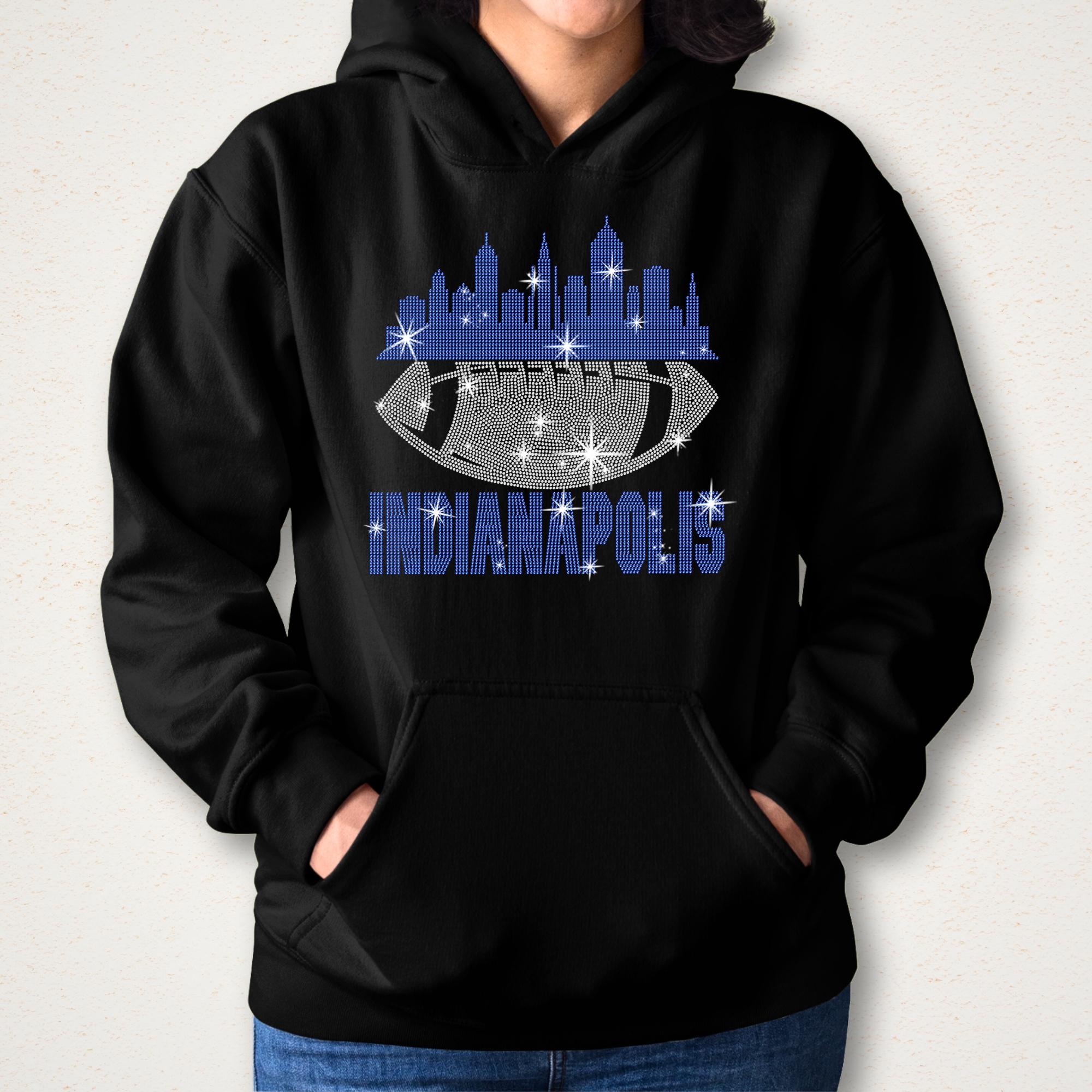 Indianapolis Rhinestone Football T-Shirt: Game Day Tee for Fans